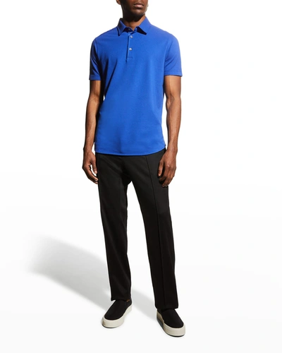Shop Loro Piana 3-button Cotton Polo Shirt In W0ie Accent Blue