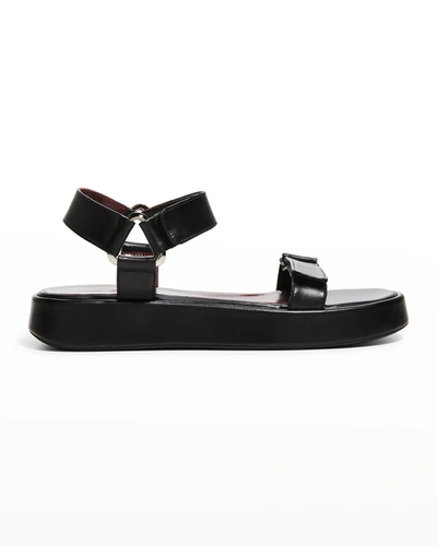 Shop Staud Liz Napa Sporty Sandals In Black