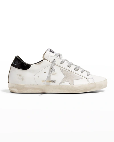 Shop Golden Goose Superstar Leather Glitter Low-top Sneakers In White And Black