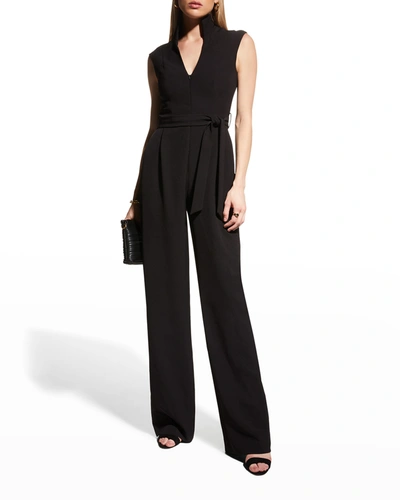 Shop Black Halo Brittan High-collar Sleeveless Jumpsuit In Black