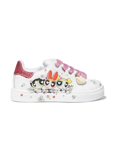 Shop Monnalisa Girl Team Bubbles Low Top Sneakers In White