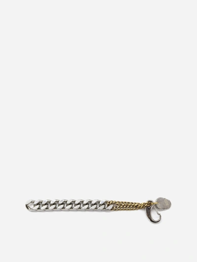 Shop Alexander Mcqueen Brass Chain Bracelet With Charm In Silver