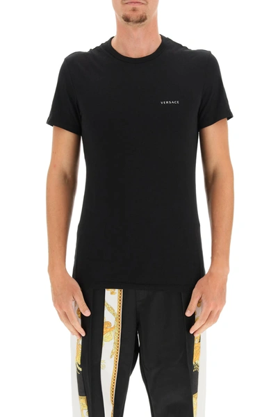 Shop Versace Bi-pack T-shirt With Logo In Black (black)