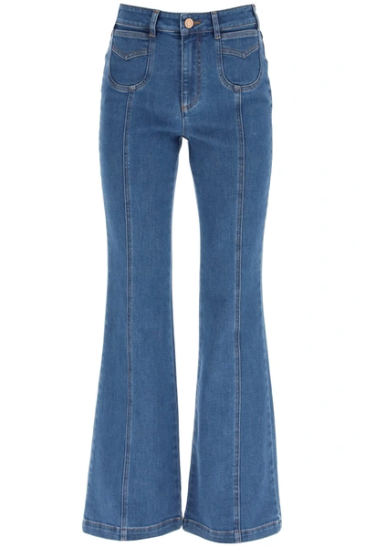 Shop See By Chloé Recycled Denim Jeans In Truly Navy (blue)