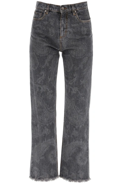 Shop Etro Cropped Jeans In Black (grey)