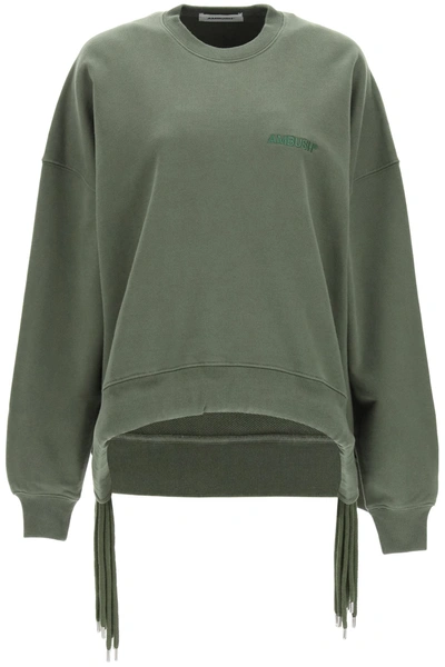 Shop Ambush Oversized Sweatshirt With Multi Drawstring In Thyme Thyme (green)