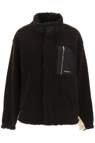 Shop Ambush Sherpa Fleece Jacket In Chocolate (brown)