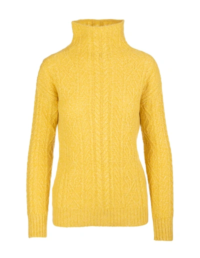 Shop Ermanno Scervino Yellow Cashmere High Neck Sweater
