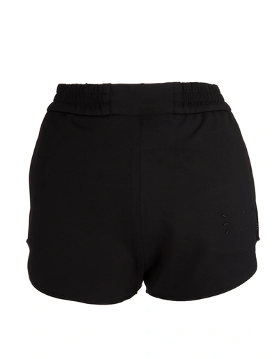 Shop Mcq By Alexander Mcqueen Woman Black Sports Shorts With Logo In Darkest Black