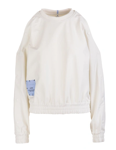 Shop Mcq By Alexander Mcqueen Mcq Alexander Mcqueen Woman White Sweatshirt With Off Shoulders In Menta