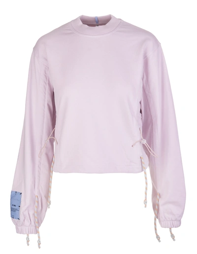 Shop Mcq By Alexander Mcqueen Woman Lilac Round-neck Sweatshirt With Drawstring In Pink