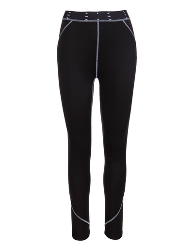 Shop Mcq By Alexander Mcqueen Woman Black Sports Leggings With Contrast Stitching In Darkest Black