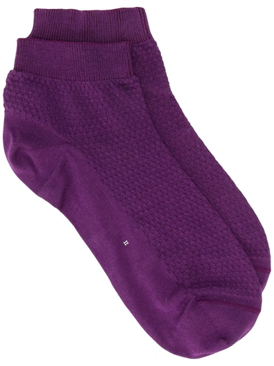 Shop Miu Miu Textured Short Socks In Purple