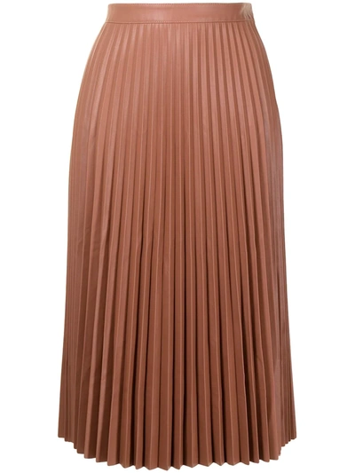 Shop Proenza Schouler White Label Pleated Faux-leather Skirt In Brown