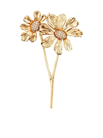 Shop Oscar De La Renta Cosmos Flower Brooch In Gold