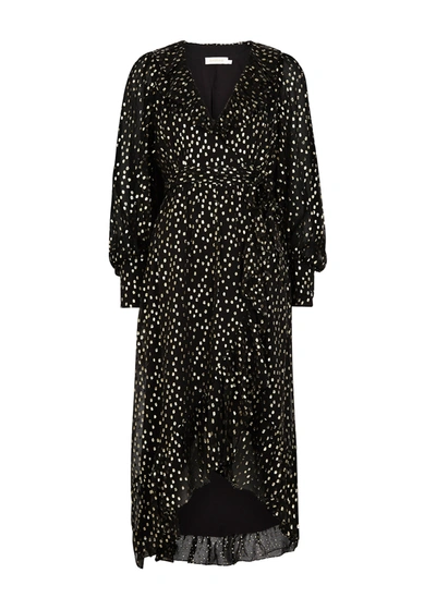 Shop Zimmermann Lurex Black Fil Coupé Chiffon Wrap Dress