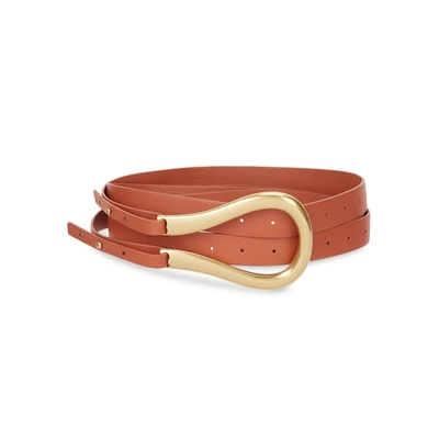 Shop Bottega Veneta Horsebit Terracotta Leather Belt In Tan