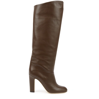 Shop Paris Texas Kiki 100 Chocolate Leather Knee-high Boots In Brown