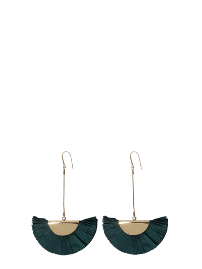 Shop Isabel Marant Half Moon Earrings With Leather Pendants In Green