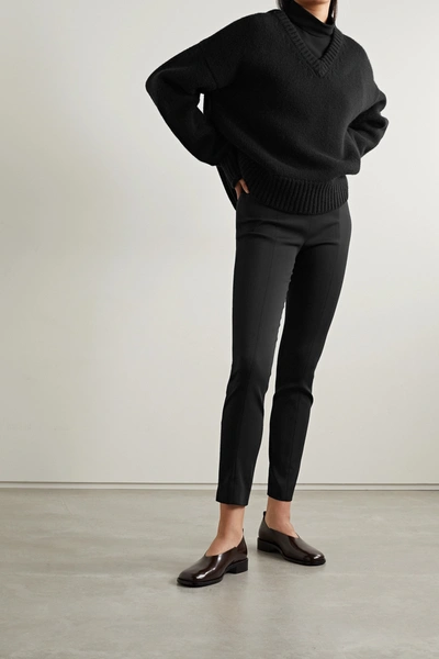 The Row Sovino Stretch-crepe Skinny Pants In Black