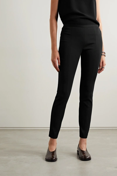 The Row Sovino Stretch-crepe Skinny Pants In Black