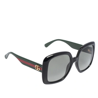 Pre-owned Gucci Black/web Gg0713s Oversized Sunglasses In Grey