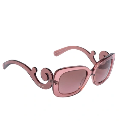Pre-owned Prada Pink Spr27o Baroque Gradient Rectangle Sunglasses
