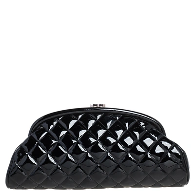 Pre-owned Chanel Black Quilted Patent Leather Timeless Clutch