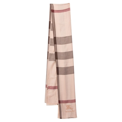 Pre-owned Burberry Pink Checkered Wool & Silk Shawl