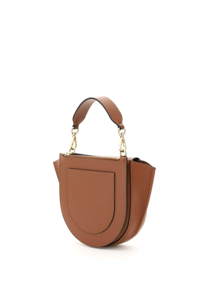 Shop Wandler Hortensia Mini Leather Bag In Brown