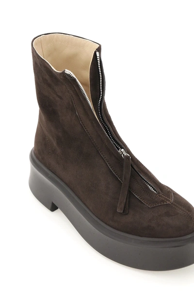 Shop The Row Zipped Suede Leather Ankle Boots In Brown
