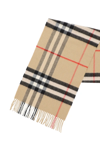 Shop Burberry Giant Check Cashmere Scarf In Beige,black,red