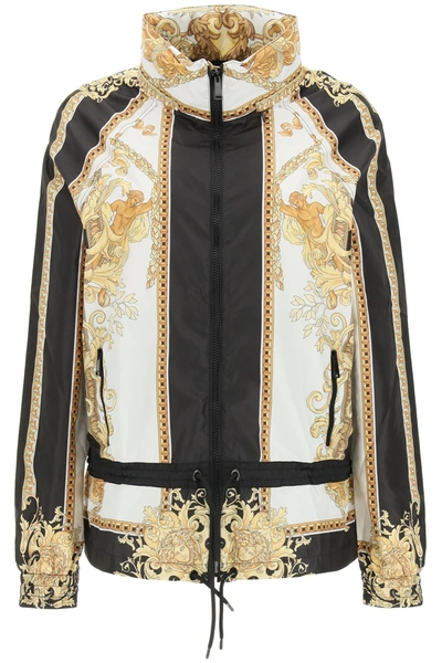 Shop Versace Nylon Jacket With Medusa Renaissance Motif In Black,yellow,white