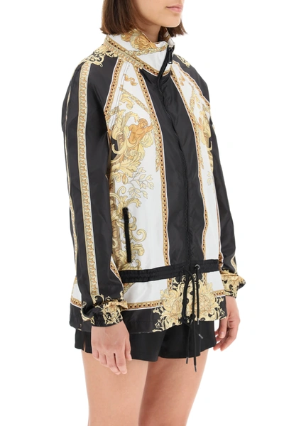Shop Versace Nylon Jacket With Medusa Renaissance Motif In Black,yellow,white