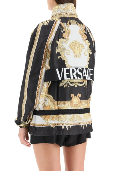 Shop Versace Nylon Jacket With Medusa Renaissance Motif In Black,yellow,white