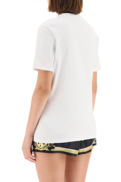 Shop Versace T-shirt With Logo And Medusa Embroidery In White,black