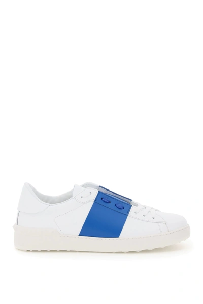 Shop Valentino Open Sneakers In White,blue
