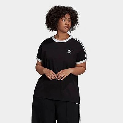 Adidas Originals Plus Adicolor Three Stripe Long Sleeve T-shirt In Black |  ModeSens
