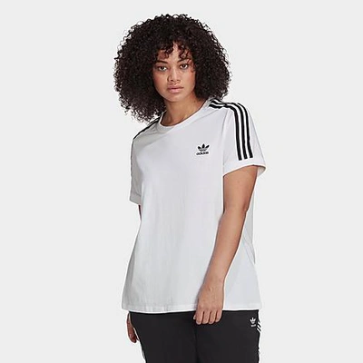 Shop Adidas Originals Adidas Women's Originals Adicolor Classics 3-stripes T-shirt (plus Size) In White