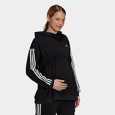 Shop Adidas Originals Adidas Women's Essentials 3-stripes Hoodie (maternity) In Black/white