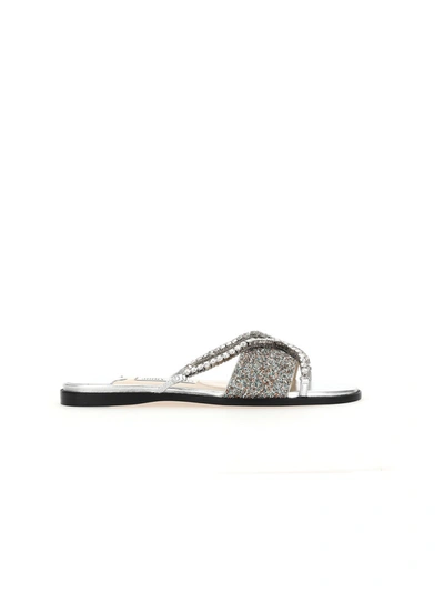 Shop Jimmy Choo Sandals In Silver Multi Crystal
