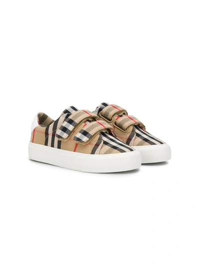 Shop Burberry Markham Vintage Check Sneakers In Beige