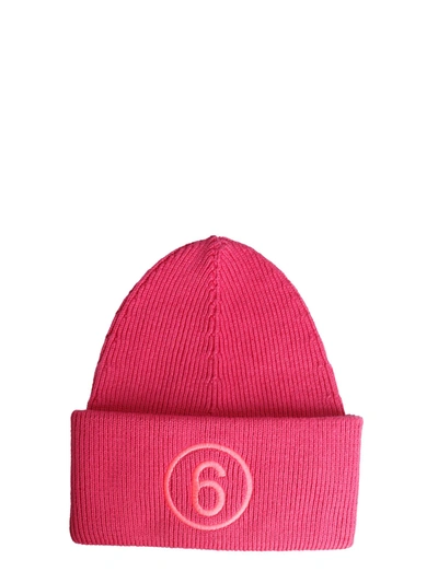 Shop Mm6 Maison Margiela Hat With Logo 6 In Rosa