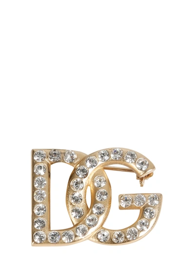 Shop Dolce & Gabbana Diva Logo Brooch In Oro