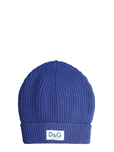 Shop Dolce & Gabbana Knitted Hat In Blu