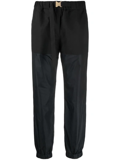 Shop Sacai Contrast Panel Track Pants In 黑色