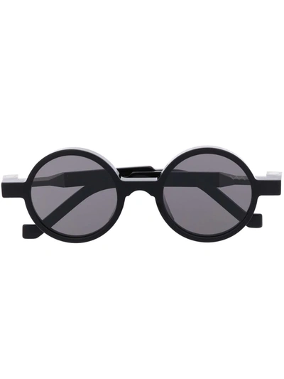 Shop Vava Eyewear Round-frame Tinted Sunglasses In 黑色