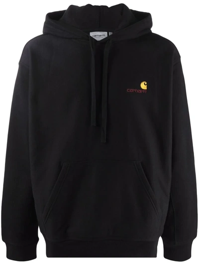 Shop Carhartt Embroidered Logo Drawstring Hoodie In 黑色