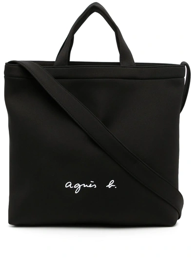 Shop Agnès B. Logo-print Tote Bag In 黑色