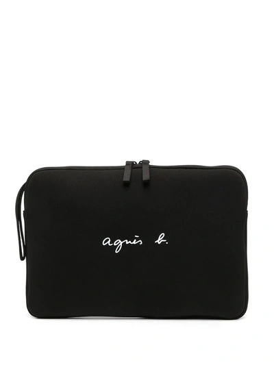 Shop Agnès B. Logo-print Laptop Bag In 黑色